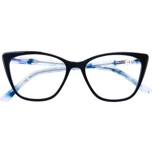 DOOViC Computer Reading Glasses Blue Light Blocking Acetate Frame Fashion Cat Eye Spring Hinge Readers for Women 0.0