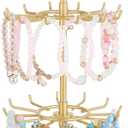 Mkono Bracelet Holder Gold Metal Rotating Bracelet Display Stand 3 Tier Jewelry Tower rack with 36 Hooks and Wood Base Modern Adjustable Storage Organizer Tree for Selling KeyChain Bangle Accessories