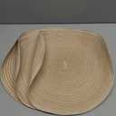 SHACOS Round Braided Placemats Set of 4 Round Table Mats for Dining Tables 15 inch Washable Kitchen Table Place Mats Indoor (Beige, 4)