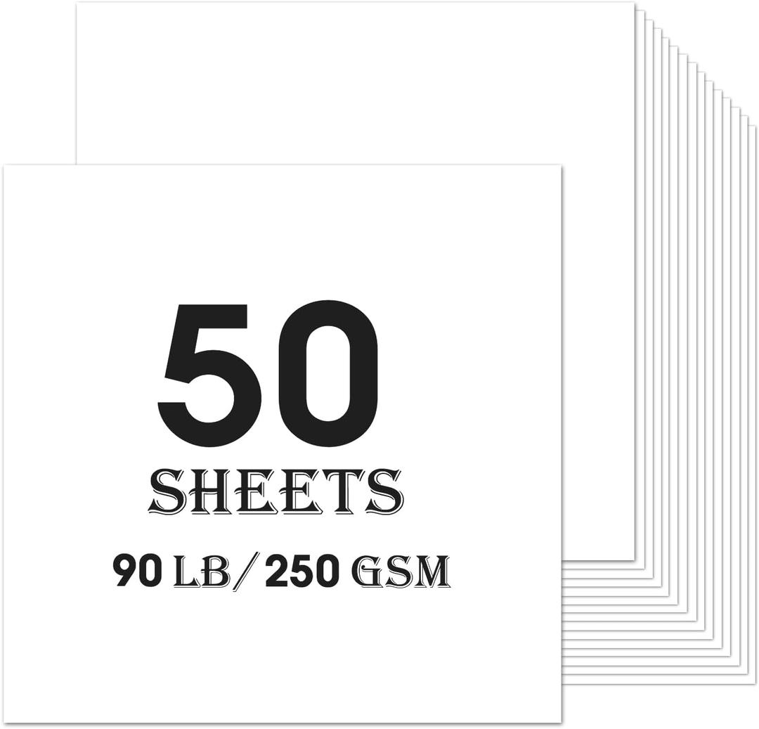 White Cardstock 50 sheets, 12 x 12 Cardstock Paper Bulk Construction Paper,250GSM Card Stock Printer Paper Scrapbooking Supplies for Diy Crafts Cricut Card Making (White)