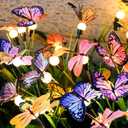 Aiscool Solar Garden Lights, 2 Pack Swaying Dance Butterfly Light Outside, Solar Outdoor Lights,Yard Patio Pathway Lawn Summer Decoration,Realistic Butterflies & Dragonflies