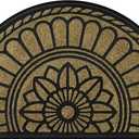 Mibao Half Round Door Mat, Non-Slip Welcome Entrance Way Mat, Durable Rubber Door Mats, Low-Profile Heavy Duty Doormat, Half Circle Mats for Garage, Patio, High Traffic Areas, 23.5" x 35.5", Brown