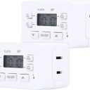 UltraPro 24hr Digital Bar Outlet Timer - 1-Polarized, 2 Programmable ON/OFF Cycles, 125VAC Light Timer, White, 2 Pack