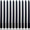 2 x 10 Inch Black Spiral Taper Candle Set, 10 Pack Unscented Candlesticks for Fall Decor Autumn Prayer Halloween Decor Rituals Meditation Fall Seasonal Decoration