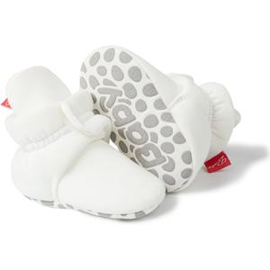 Sawimlgy Newborn Infant Baby Girl Boy Cotton Booties Stay On Sock Slippers Soft Bedroom Shoes Non-Skid Ankle Boots With Grippers Toddler Crib Warm Shoe First Walker Birthday Shower (01/Cream White)