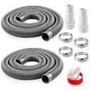 Boltigen 1.5" Pool Filter Hose Replacement Kit (6ft, 2-Pack), Durable EVA Pump Hose with 1.25" & 1.5" Adapters and Clamps, Compatible with Intex & Hayward Above Ground Pool Systems