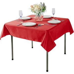 Cupuamon Square Tablecloth 52x52 inch Washable Polyester Fabric Table Cloth for Wedding Party Dining Banquet Decoration52x52,Red