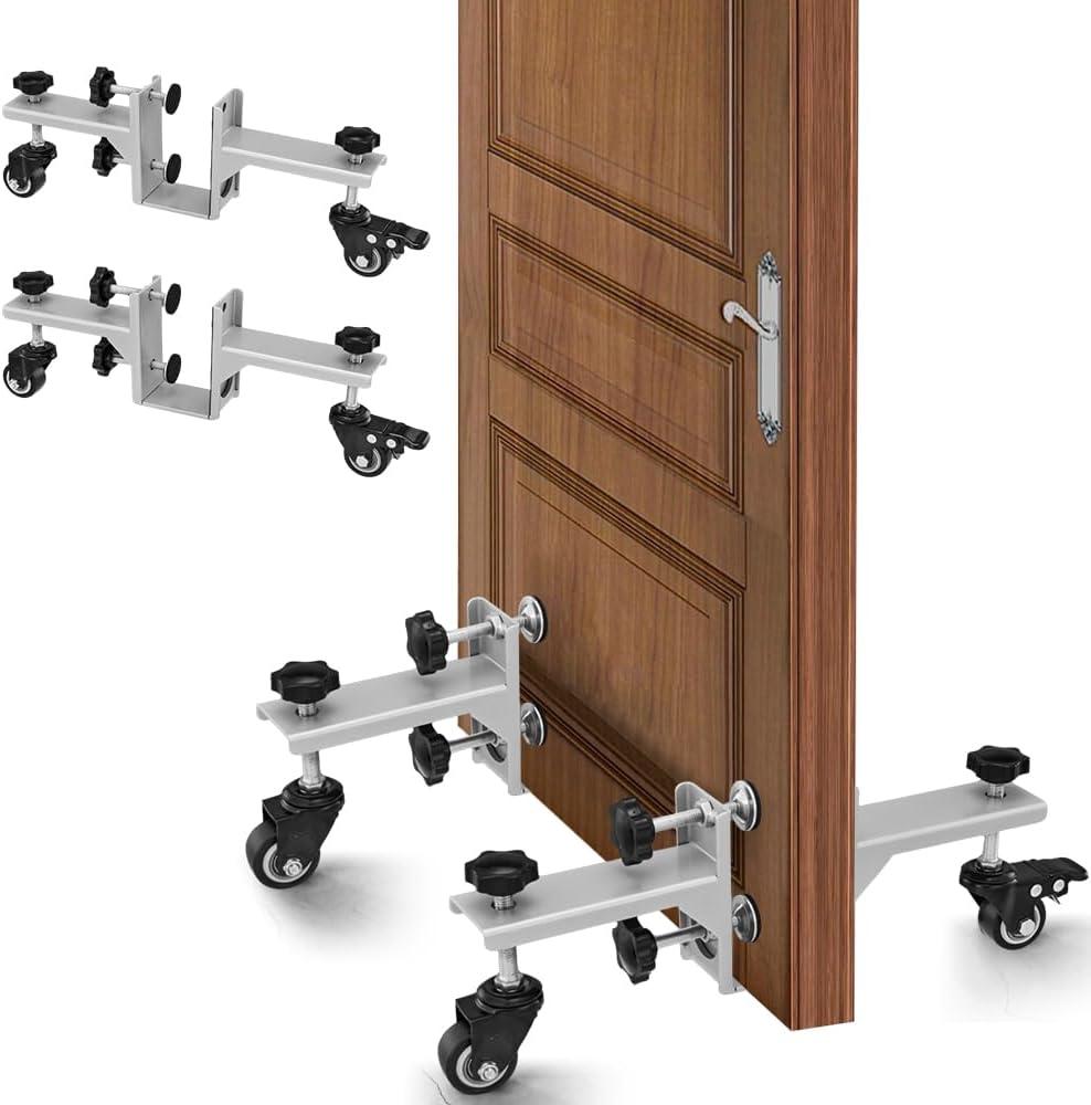 Saker Door Installation Kit with Dolly, 300LB Heavy Duty Adjustable Door Panel Tool Set, 360 Wheels & Anti-Slip Mat for DIY/Professional Use (Silver)