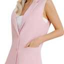 Women's 2 Piece Outfits Sleeveless Suit Vest and Shorts Sets Notch Lapel Two Button Business Casual Blazer Sets (Medium, Pink)
