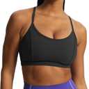 Aoxjox Women's Workout Sports Bras Fitness Backless Padded Training Gym Lexi Lined Bra Yoga Crop Tank Top (Black, Medium)
