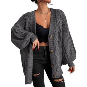 EXLURA Womens 2025 Oversized Cardigan Sweaters Fall Winter Lightweight Soft Knit Cardigan Open Front Button Outwear Coats (Medium, Grey)