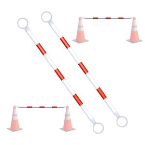 AIWFL 2 Pack Retractable Traffic Cone Bar from 3.8ft to 6.56ft, Expandable Traffic Cone Bar for Parking Lots Reflective Safety Cone Barrier Bar for Road Construction White/Red