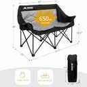 2 Person Camping Chair Oversized Loveseat Camping Chair Double Camping Chairs for Adults Heavy Duty Camping Couch Black Outdoor Folding Chair Portable Patio Lawn Chair (Grey)