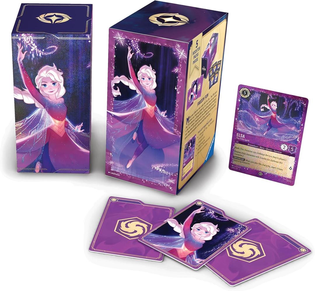 Ravensburger Disney Lorcana TCG: Elsa Gift Box  5 Booster Packs, The Fifth Spirit Promo Card & Storage Box for 252 Cards | Trading Card Game & Disney Collectible | Ages 8+