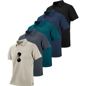 ZITY 4 Pack Polo Shirts for Men with Pocket Dry Quickly Short Sleeve Athletic Outdoor Work Collared Shirts XL