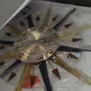 Starburst Large Wall Clock,Mid Century Decorative Wall Clock Modern Silent Clock Battery Operated for Living Room/Kitchen/Entryway/Bedroom/Office/Dinning Room Metal Wall Decor (26 inch)