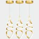 Pendant Lights,3 Pack Brushed Gold Pendant Lighting for Kitchen Island,LED Pendant Lights 3 Color Temperature,Modern Pendant Light Fixtures,Gold Brass Pendant Lighting,Dimmable Spiral Ceiling Light
