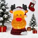 Christmas Snow Globe Reindeer Lighted Musical Glitter Globe Battery Operated or USB Powered with Timer Water Glittering Snowing Globe for Christmas Party Home Table Decorations Gifts (Reindeer)