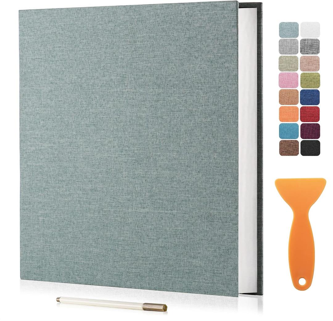 Large Photo Album Self Adhesive Scrapbook Album for 46 810 Pictures DIY Magnetic Linen Cover Album 60 Pages for Family Wedding Gifts with Metal Pen and Plastic Board