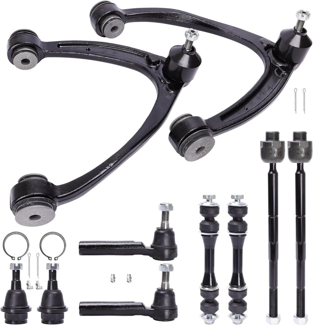 10pc Front Suspension Kit for 2007-2014 Chevrolet Avalanche Tahoe Silverado Suburban GMC Sierra Yukon XL 1500 Escalade ESV EXT 2 Upper Control Arms 2 Sway Bars 2 Lower Ball Joints 4 Tie Rods