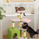 Aechonow Flower Cat Tree for Indoor Cats, 2-Door Large Cat Condo Cave Bed for Big Adult Cats, 41.2'' Cute Cat Tower with Scratching Posts, Cozy Floral Perch and Hammock for Kittens, Green Pink