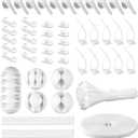 White Cable Management Organizer Kit, 2 Wire Sleeve Protector, 41 Self Adhesive Cable Clips Holder, 10pcs+2 Roll Reusable Cable Ties and 100 Cable Zip Ties for TV Computer Cord Tidy Under Desk