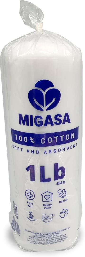 Cotton Roll 1 lb, 100% Natural Loose, Ultra Soft & Highly Absorbent, Hypoallergenic Cotton for Personal Care, Makeup Removal, Cleaning, Crafts, Baby & Skin Use