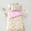Floral Zipper Bedding Twin Girls Pink Bedding for Girls Flower Comforter All in one Zipper Kids Bedding