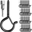 PlusRoc 40 Pack Christmas Light Hooks for Outdoor Seasonal Lighting Hooks, Outdoor Eye Hook Heavy Duty Screw in Q-Hanger, 2.2 Inch Black Cup Hooks, Wall Ceiling Deck Mount