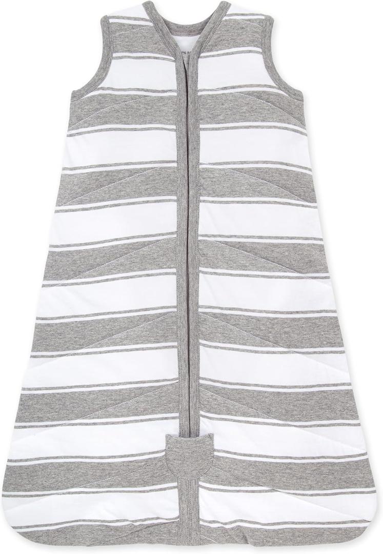 Burt's Bees Baby unisex-baby Beekeeper Wearable Blanket, 100% Organic Cotton, Swaddle Bag (Large, Quilted Grey Rugby)