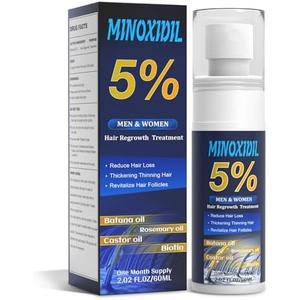 5% Minoxidil for Men and Women, Hair Growth Biotin Serum with Batana and Rosemary for Hair beard Regrowth Treatments, Extra Strength Hair Loss Solution to Regrow Thicker, 2.02FL OZ
