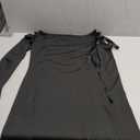 HYPERFIRE Women's Shoulder Tie Long Sleeve Asymmetrical Dress Boat Neck Cocktail Mini Dresses (Black), Small 