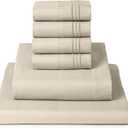 Mellanni King Sheet Set - 6-Piece Iconic Collection Bedding, (Including 4 Pillowcases), 16-Inch Deep Pocket, Easy Care, Extra Soft, Cooling Sheets, Brushed Microfiber - Beige