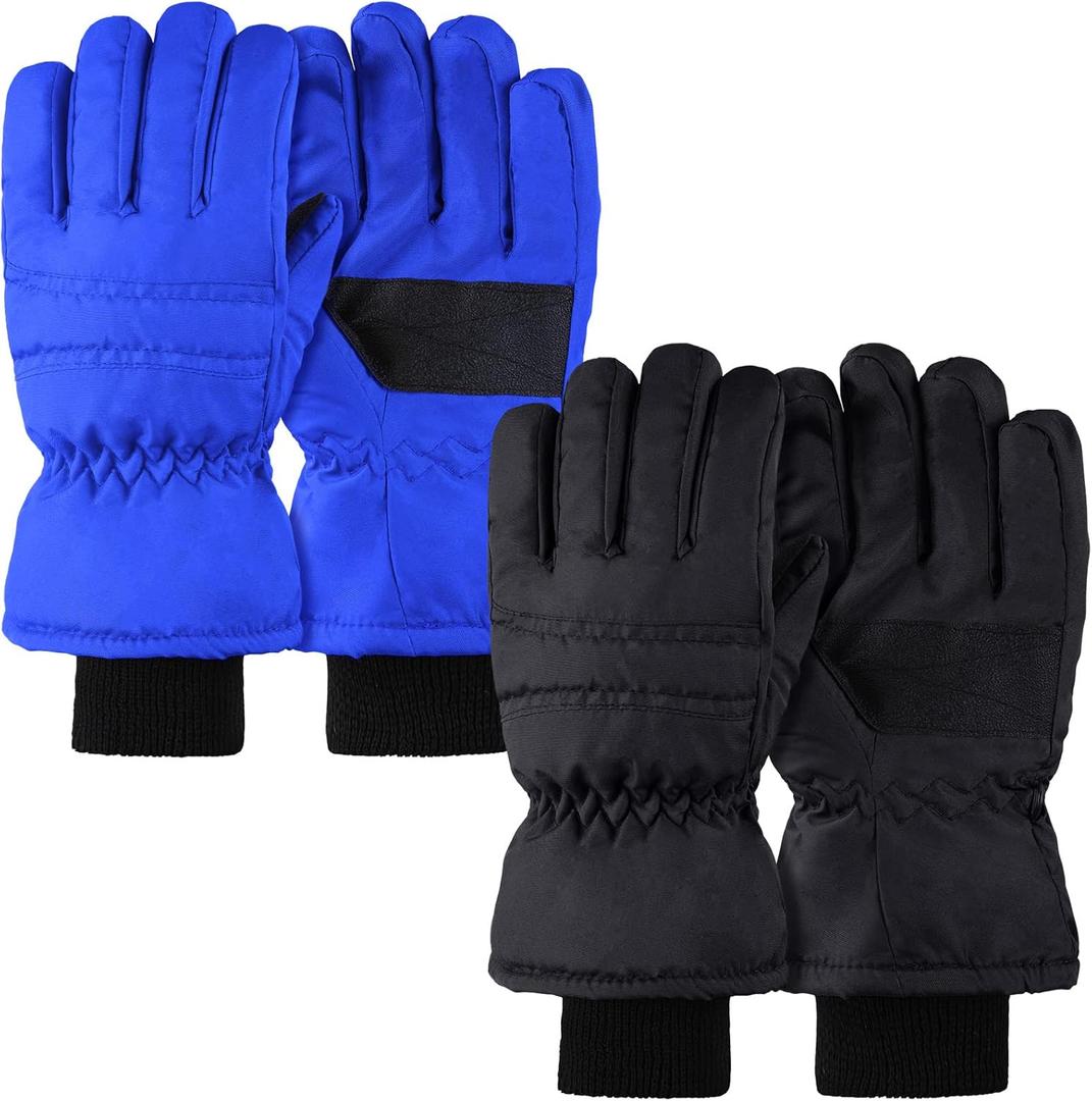 Geyoga 2 Pairs Kids Ski Gloves Waterproof Winter Mittens Warm Gloves Snow Mittens for Children