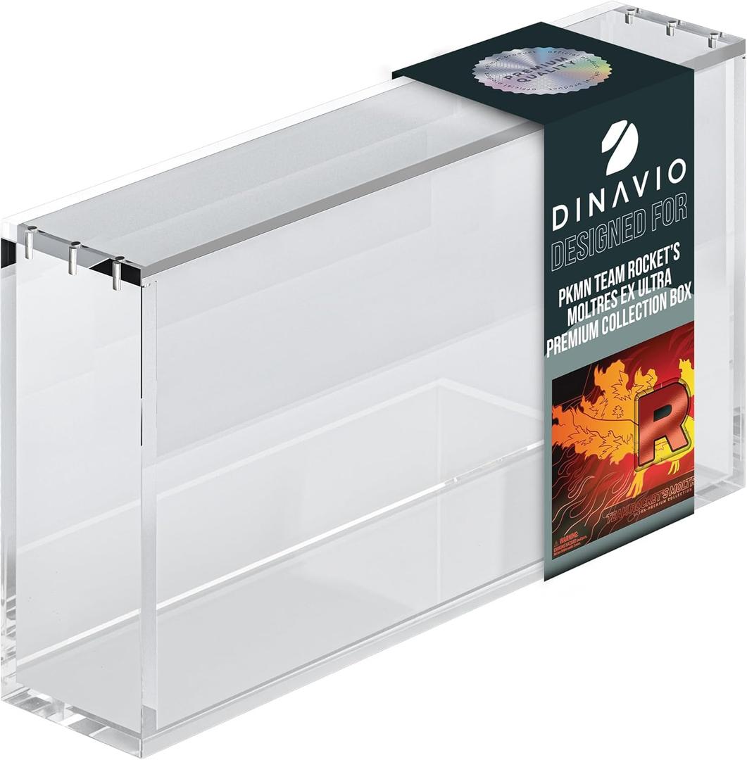 Dinavio Crafthouse Acrylic Display Case for Team Rocket's Moltres ex Ultra-Premium Collection UPC with Magnetic Lid 8 + 5mm Acrylic with 5x3mm Magnets - Compatible with Moltres UPC (Moltres UPC Case)