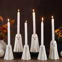 Mumufy 4 Pcs Halloween Ghost Candlestick Holder Ceramic Ghost Shape Candle Stick Holder Halloween Taper Candleholder Decorative Centerpiece for Table Wedding Holiday Office Home Decor Gift, Mixed Size