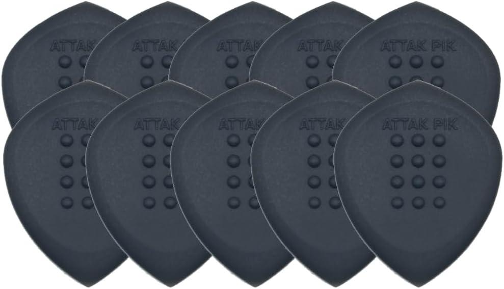 Acoustik Attak STEALTH XL Structured Guitar Pick - Large Beveled Guitar Picks, Unique Tone (10 Pack, Black)