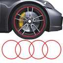 Starxi Automotive Alloy Wheel Rim Protector - Covering The Entire Rim of The Wheel hub - Strips for Curb Rash Prevention - Set of 4 Rim Protector Easy to Install (Red, 22 Inch)