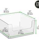 mDesign Plastic Modern Wide Open Front Dip Storage Organizer Bin Basket for Household Organization - Shelves, Cubby, Cabinet, and Closet Organizing Decor - Ligne Collection - 8 Pack - Clear