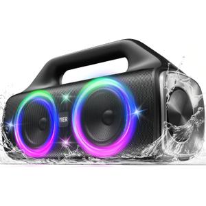 YIER Speakers, 80w (Peak) Portable Wireless Speaker with Lights, Stereo Loud Sound, IP67 Waterproof, Deep Bass Outdoor Speakers Bluetooth 5.3 Dual Pairing for Home Party Beach Camping, Gifts