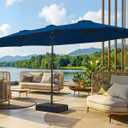 SUPERJARE 15FT Outdoor Patio Umbrella with Base Included, Double Sided Pool Umbrellas with Fade Resistant Canopy, Extra-Large Table Umbrella for Deck, Market, Backyard, Navy Blue