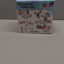 Giant bean 36pcs Wooden Dollhouse Furniture Set 5 Rooms 4 Family Dolls, Wood and Plastic Blue Dollhouse Accessories, Pretend Play Furniture Toys Christmas Birthday Gift for Boys Girls Kids Toddlers 3+