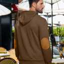 Vssjavun Mens Pullover Hoodie Casual Textured Long Sleeve Half Button Hooded Sweatshirt Brown (Brown, XL)