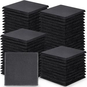 72 Pieces Slate Drink Coasters, GOH DODD 4 Inch Black Coasters Stone Coaster Set, Laser Engraving Blanks with Anti-Scratch Bottom for Home Office Halloween Housewarming Gifts Wedding Party, Square