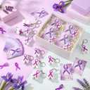 Gerrii 24 Sets Purple Ribbon 3D Fidget Fidget Toy Clicky Stress Relief Clicker Keyboard Keychain with Cards Boost Focus & Calm Anxiety Stress-Relief Gift Gift for Work Office Coworkers Teacher