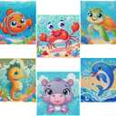 GQYCZZ Animal Diamond Painting Kits for Kids/Beginners, Diamond Art Gem by Number Kits Arts and Crafts for Kids, Mosaic Kits DIY Full Drill Painting Kit for Home Wall Decor 6 Pieces 6" X 6"