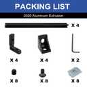4 Pack 2020 Aluminum Extrusion T-Slot 500mm Black