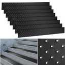 8 Pcs 30 x 3.75 Inch Non Slip Aluminum Stair Tread Metal Stair Outdoor Anti Slip Stair Treads Nosing Powder Coated Black Stair Treads with Carbon Steel Screws for Wood Ramp Deck Steps