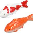 Gatuida 2Pcs Ceramic Floating Fish Ornaments for Garden Pond Bathtub Aquarium D Cor Koi Fish Figurines 3.93 Inch