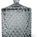 YILUSHENGHUA Colorful Glass Jar With Lid,Cute Candle Cup,Candy Dish,Candy Cookie Jars,Jewelry Box,Decorative Jar(Gray) (Pointed Cylinder-gray)